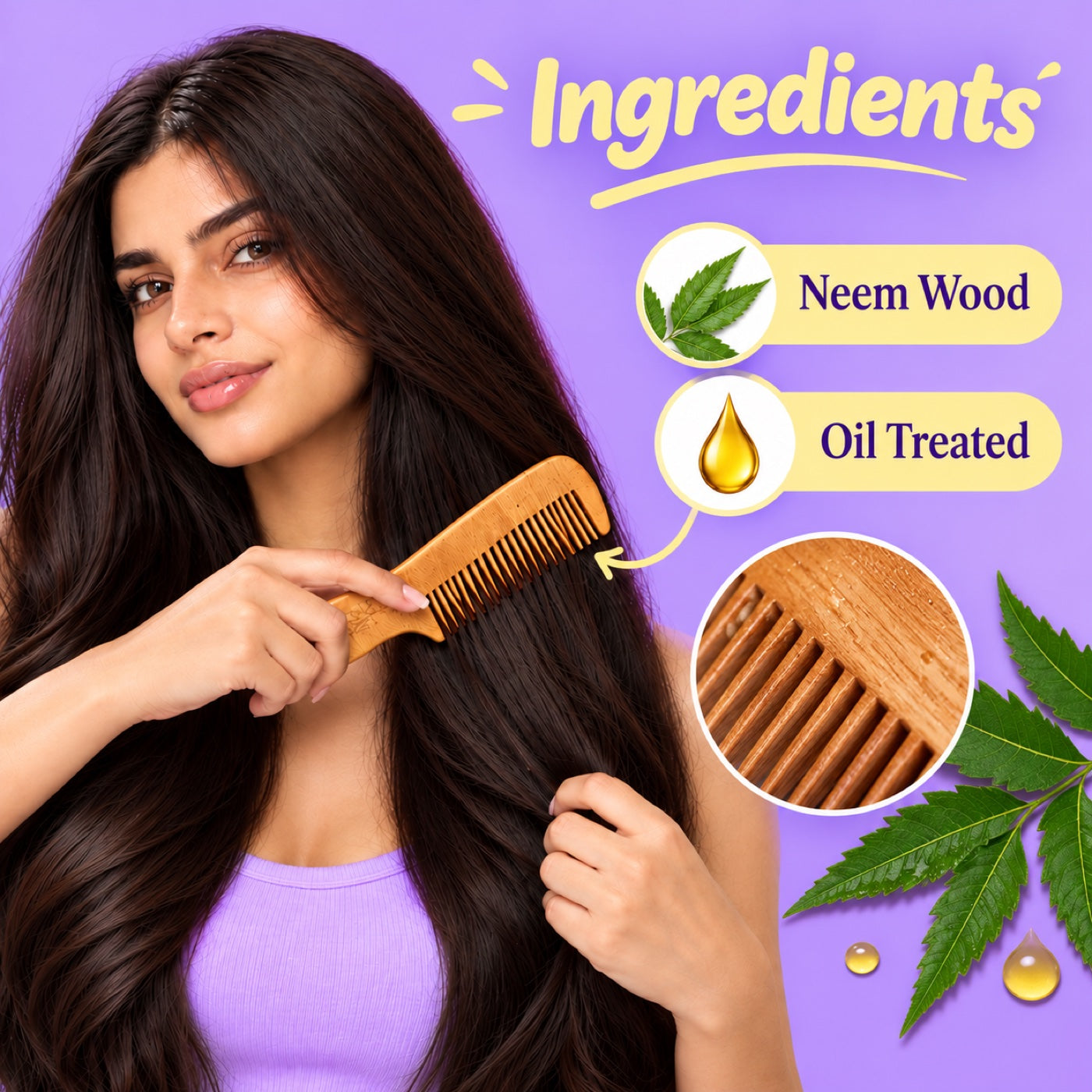 Oil-Treated Neem Comb 4