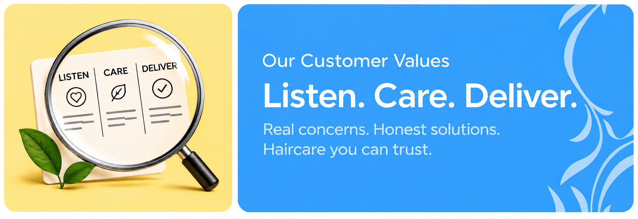 Our Customer Values: Listen. Care. Deliver.